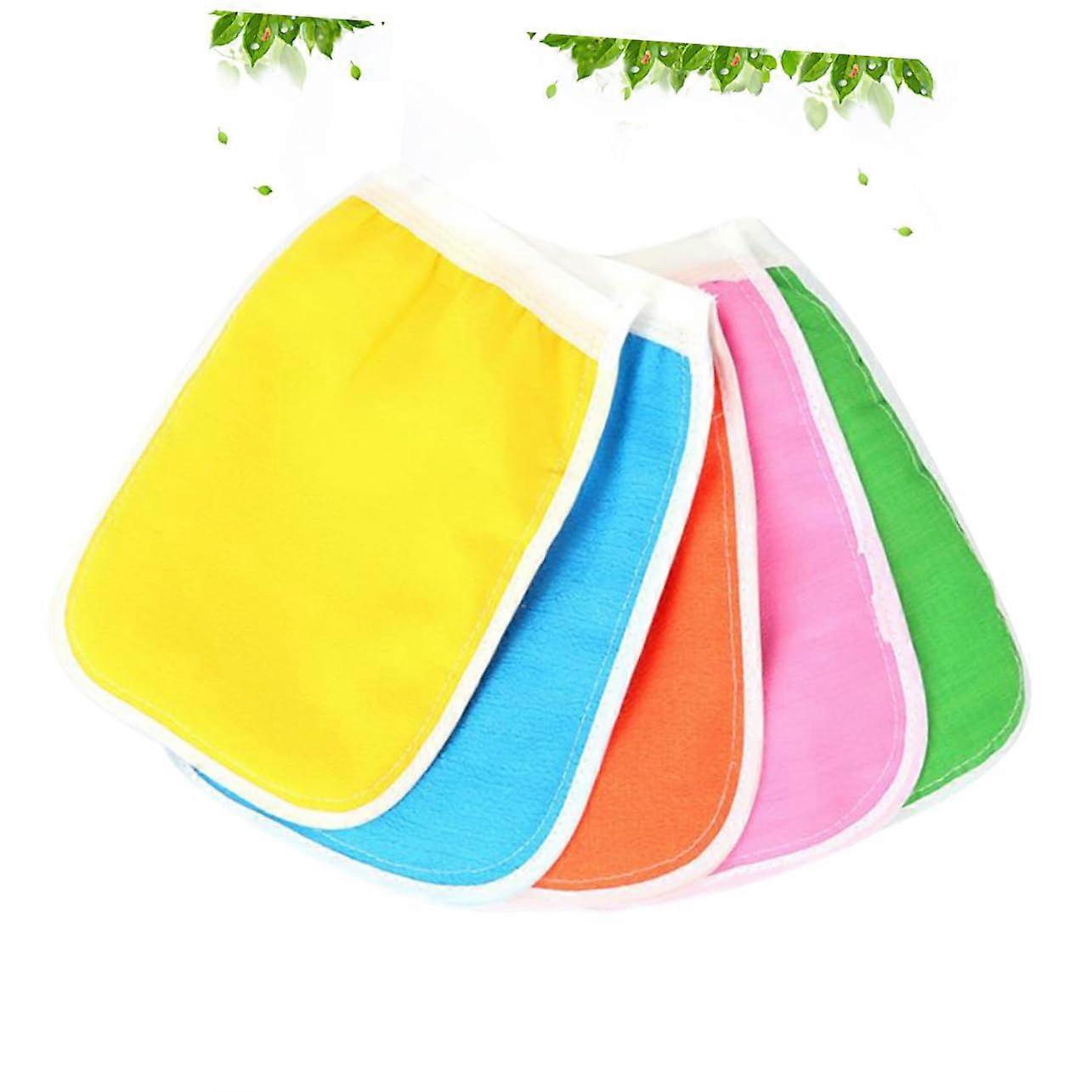 Bathing Gloves Exfoliating Set Of 5 For Shower Back Scrubber Mitts Gentle Skin Random Color
