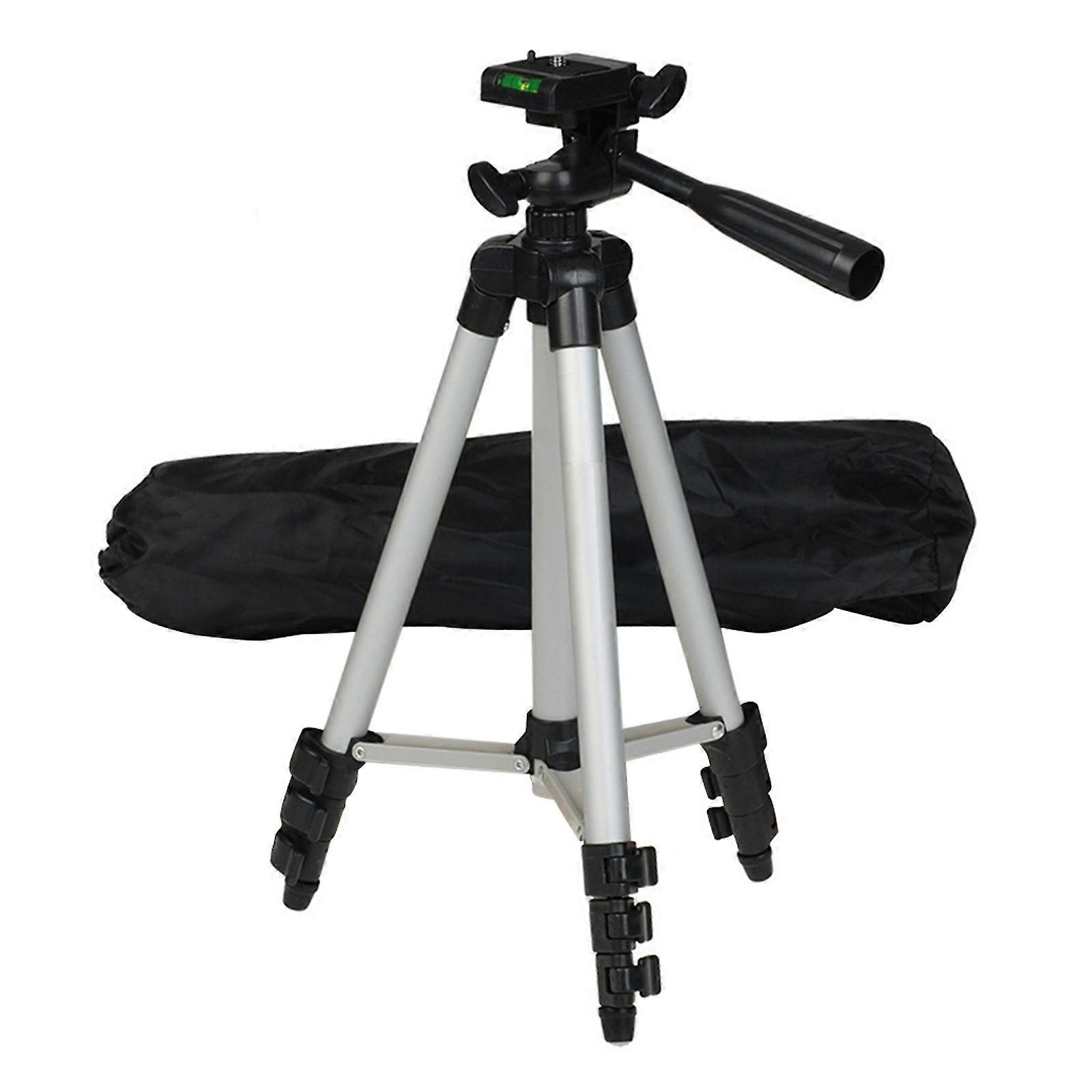 Adjustable Height 360 Degree Rotaing Camera Telescopic Tripod Standard 1/4 Inch Quick Release Mount for DSLR Camera IXUS/ LCD Monitor/ Camcorder (Silv