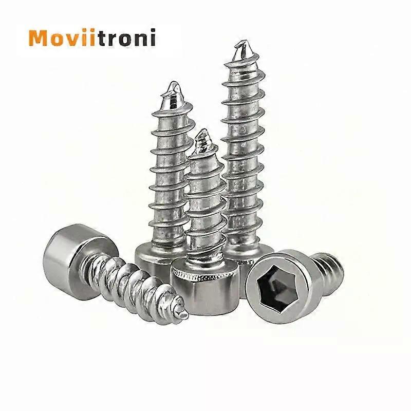 M4 304 Stainless Steel Cup Head Hexagonal Self Tapping Screw, Cylindrical Head Self Tapping Pointed Tail Screw