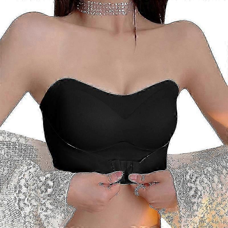 Sutiã sem alças invisível push-up sem fio para mulheres - Lingerie sexy e antiderrapante (S - XL Plus Size)