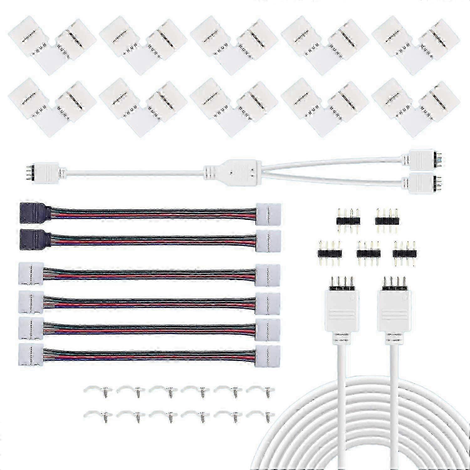2025 Led Light Connector Kit, 10mm Rgb Led Connector Includes 10x L Shape Connectors,2m Led Strip Light