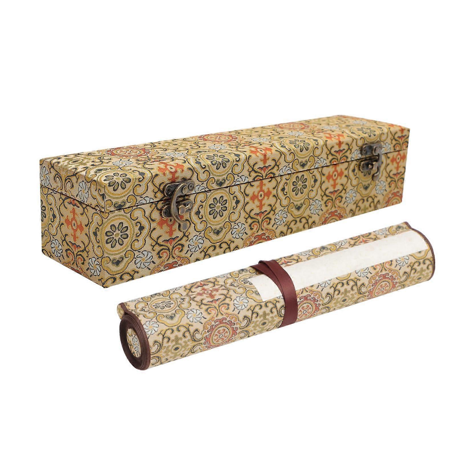 Chinese Calligraphy Scroll Paper with Box Retro Hanging Blank Painting Roll for Beginners and Practice