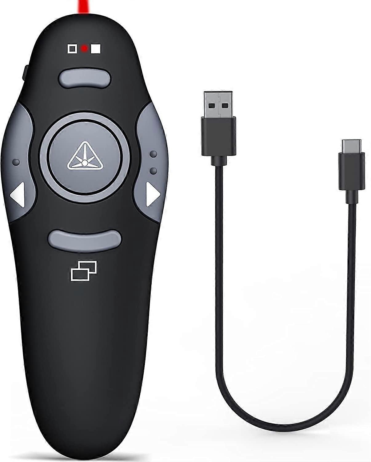 Rechargeable Presentation Clicker with Red Laser Pointer,Wireless Presenter Remote Powerpoint Clicker for Laptop
