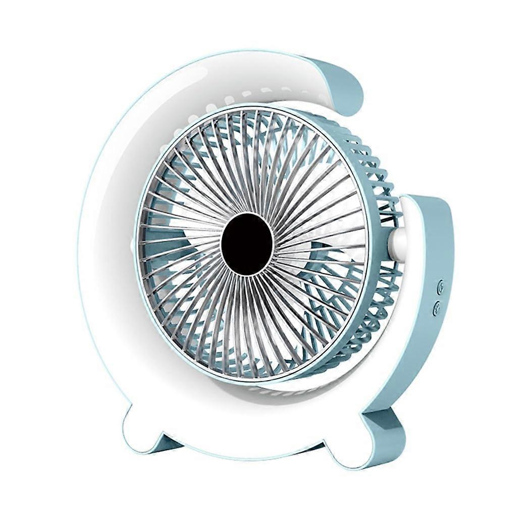 Small Cooling Desk Fan with Colorful LED Light for Bedroom Office Portable Blue