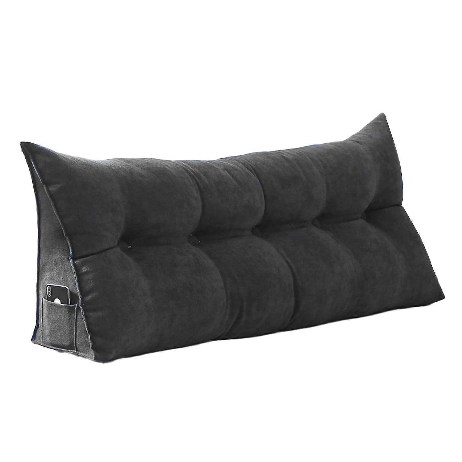 Headboard Pillow 50cm Height with Pocket, Large Lumbar Reading Cushion for Bed Sofa Daybed