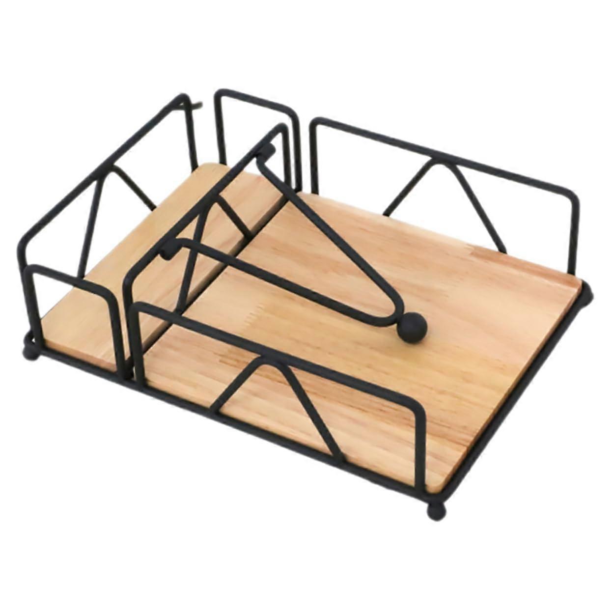 Iron Napkin Holder Rustic Square Stand for Kitchen Dining Table or Bar Counter