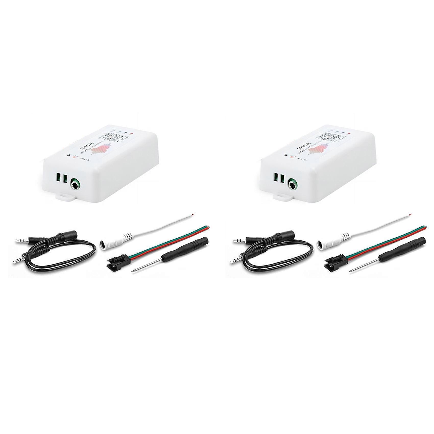 2X SP107E DC5-24V LED Music Controller with Wireless Bluetooth-Compatible SPI Full Color Music Control By Phone APP
