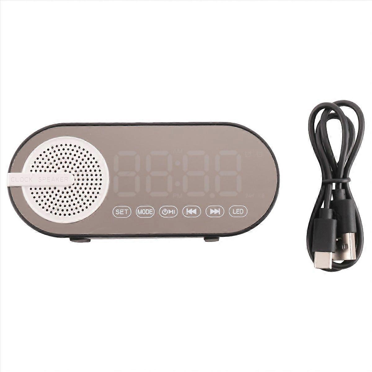 Portable Bluetooth Speaker with Digital Clock with Night Light, Black
