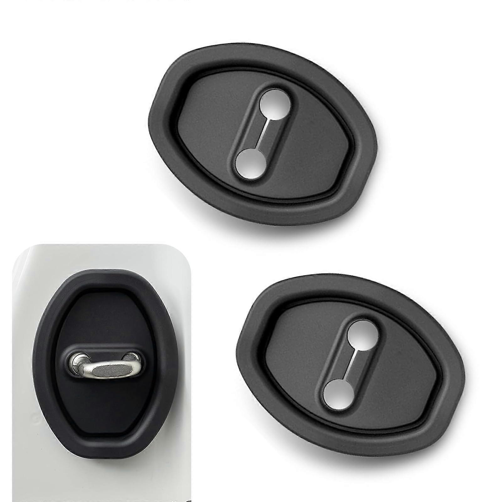 2 PCS Car Door Latch Cover, Silicone Lock Buckle Protector for Noise Reduction and Rust Prevention, Black