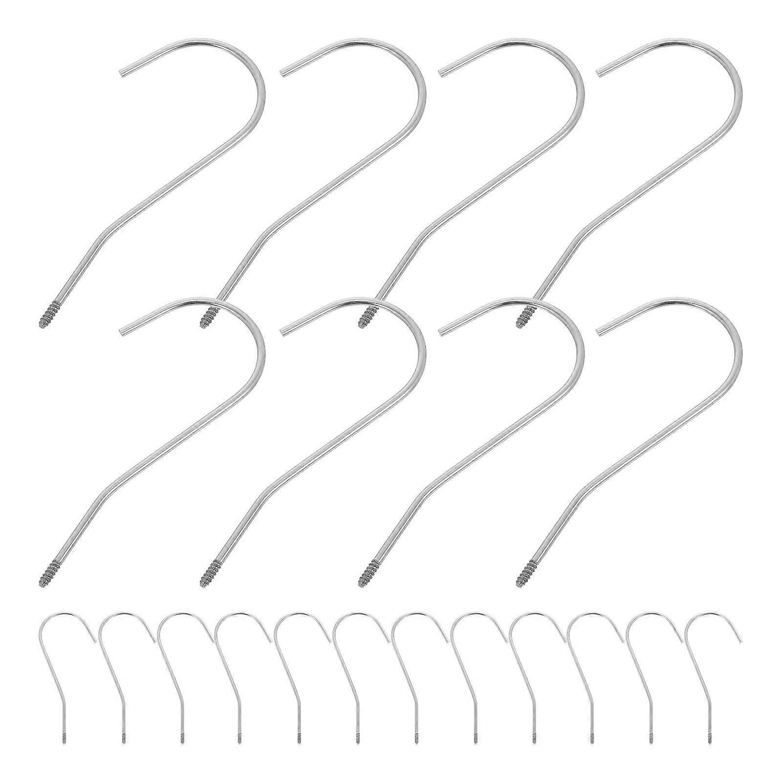 Clothes Hanger Hooks Silver Multipurpose Screw-in Hooks for Home 20Pcs