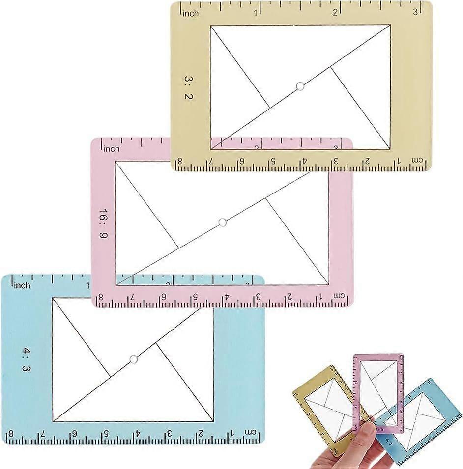 3 Sizes Photo Composition View Finder Tool Portable Golden Triangle Viewfinder Acrylic View Finder Rule for Photography Painters Artists Landscape Cat