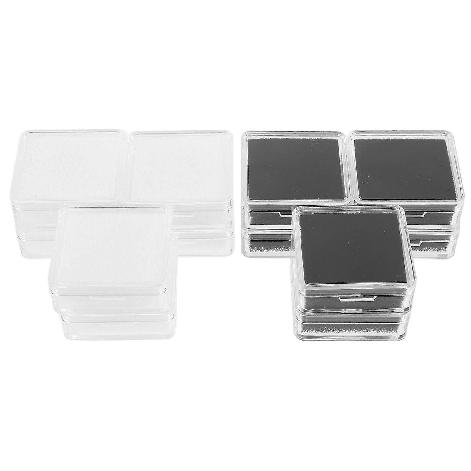 12Pcs Acrylic Jewelry Display Box for Storage Use White Gem Case with Sponge