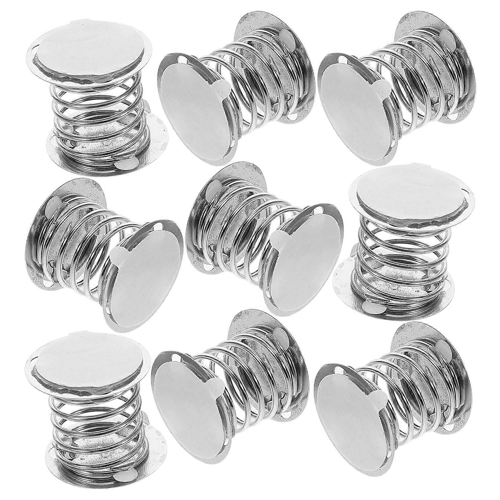 Silver Metal Spring Base for Doll Featuring Double-Sided Adhesive 10Pcs Set
