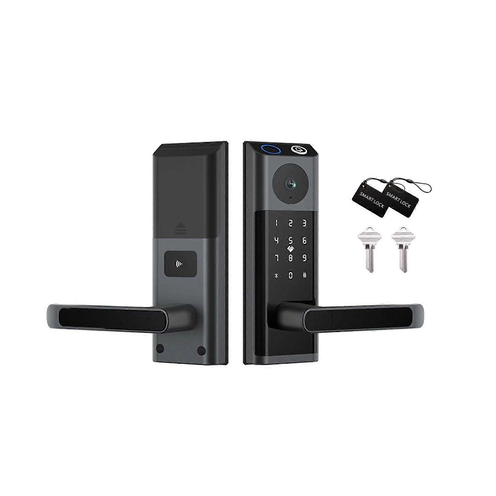 Smart Lock w/ Camera & Handle Fingerprint Keyless Door Lock+WiFi APP ControlgW
