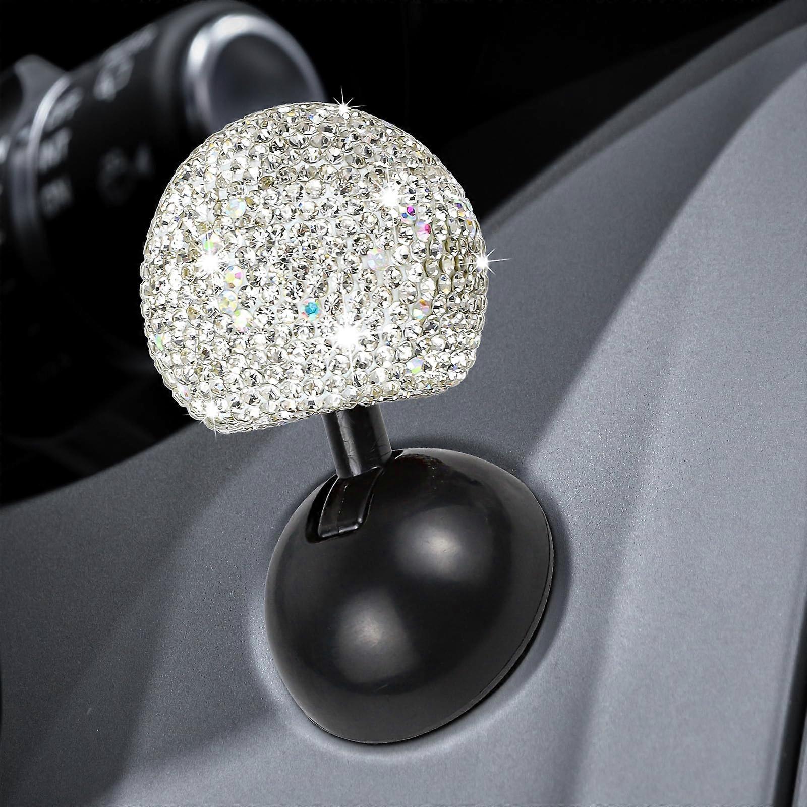 Car Engine Start Stop Button Cover with Crystal Rhinestone Joystick Design, Luxury Bling White