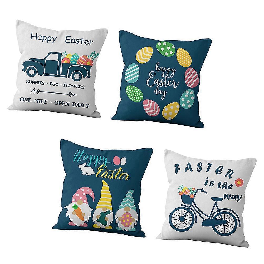 Cover for Throw Pillow Easter Home Use with 2Sets 4 Pieces