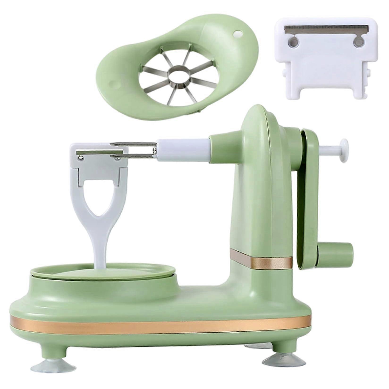 Fruit Peeler Machine Hand Crank Apple Peeler Corer Slicer with NonSlip Suction Base Light Green