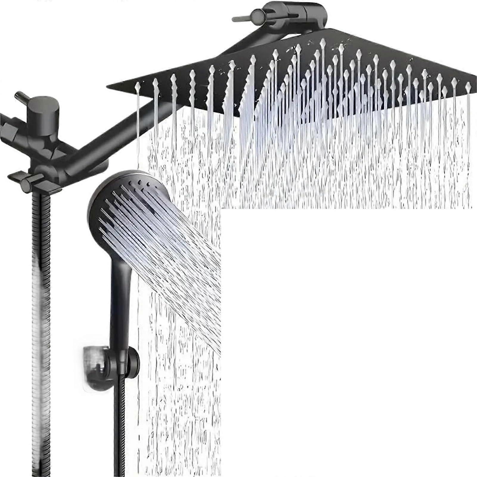 8 Inch Rainfall Shower Head with Handheld Combo,  Pressure Spray and Adjustable Extension Arm