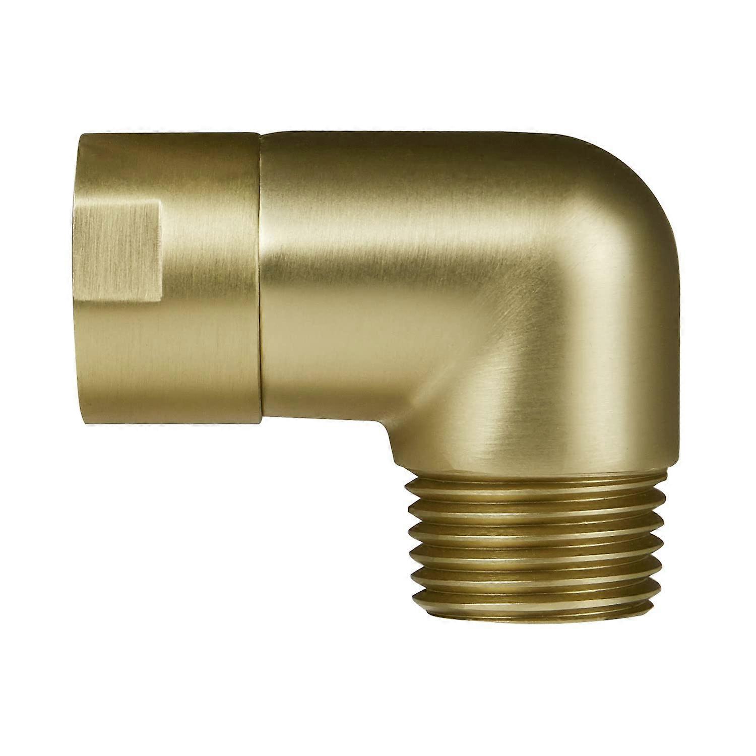 Brushed Gold Solid Brass Shower Head Adapter, 90° Adjustable Shower Arm Extension, Leak Fit