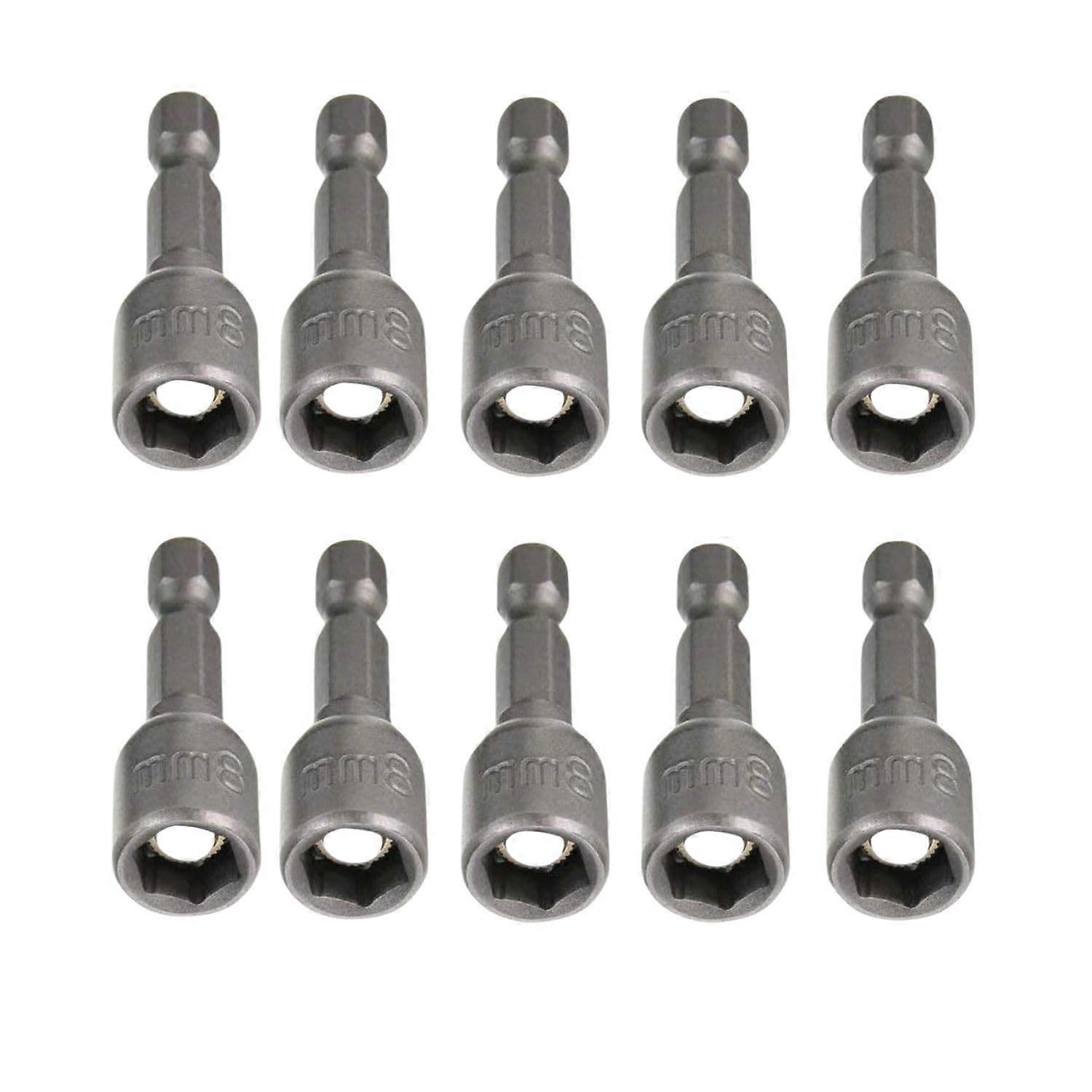 5/16 inch Magnetic Nut Driver Bit Set 10pcs, 8mm Hex Nut Setter for Drill, Chrome Vanadium