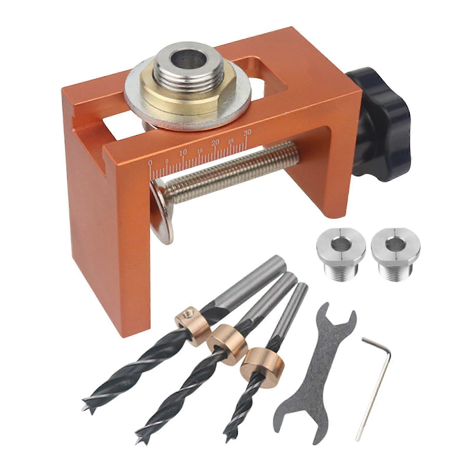 Adjustable Pocket Hole Jig Kit with 6/8/10mm Drill Bits, Precision Woodworking Drill Guide