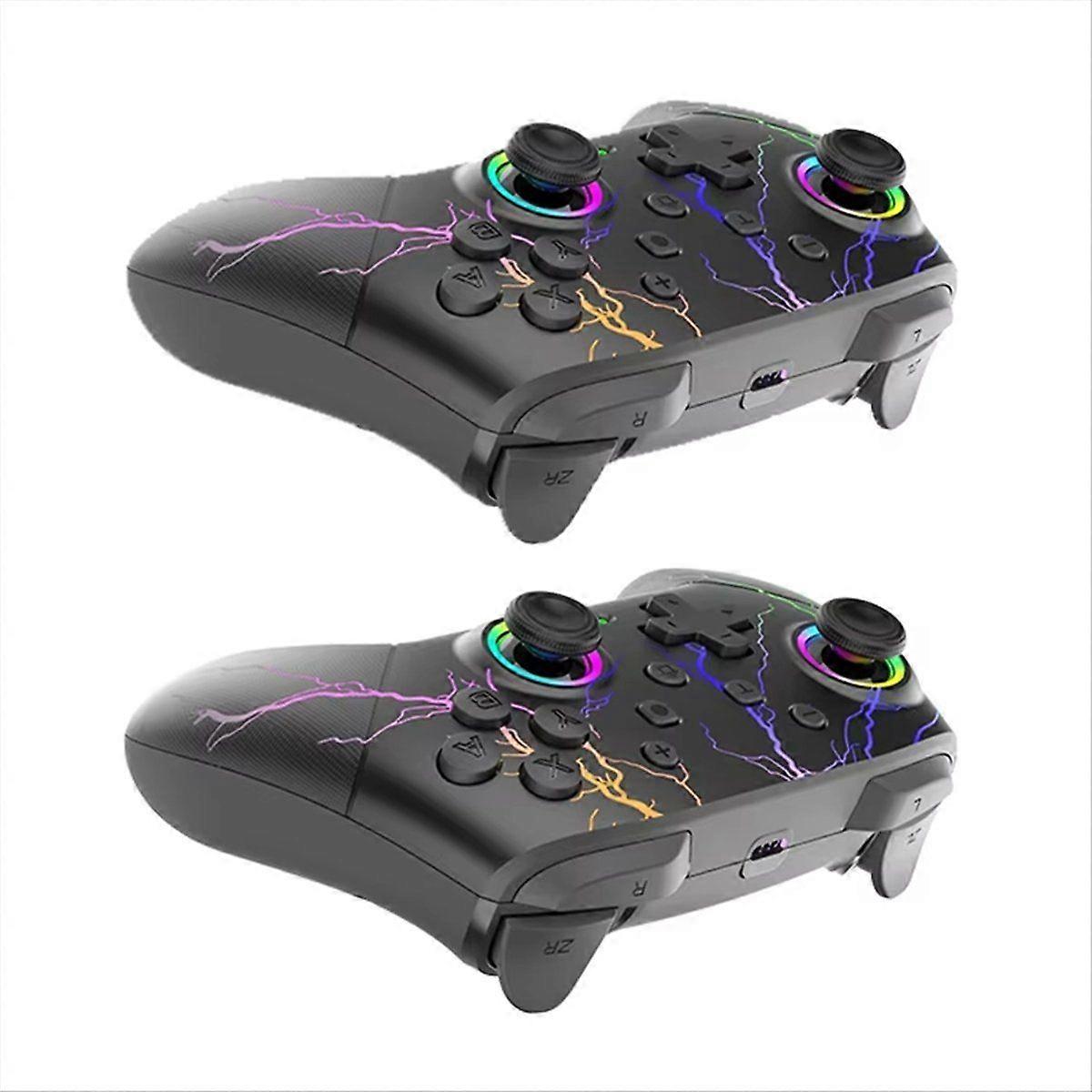 Wireless Bluetooth Controller for Switch 2/Switch/Lite/OLED RGB Lighting Game Controller 6-+Vibration+Turbo