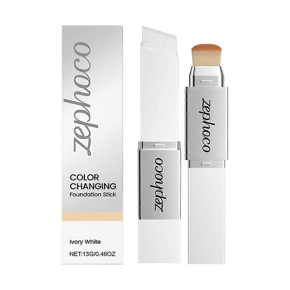 Zephoco 3 Colors Changing Foundation Stick with Detachable Brush Waterproof Matte Translucent High Coverage Makeup Base in Stick