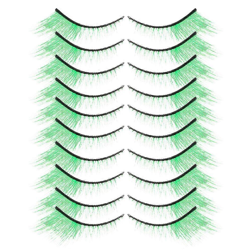Green False Eyelashes for Party Makeup with Exaggerated Look 10Pairs