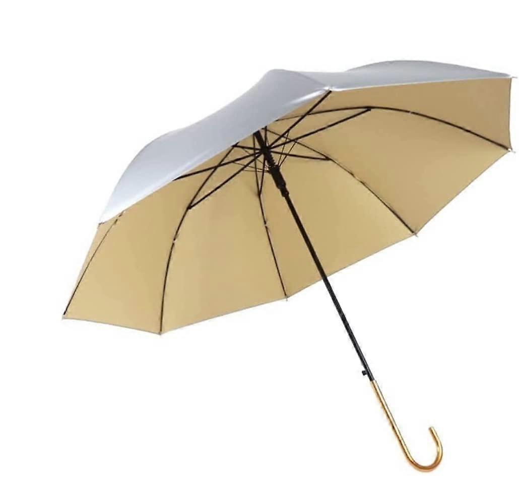 Golf Umbrella Windproof Automatic Open UV Protection Yellow J Handle for Rain and Sun 87cm