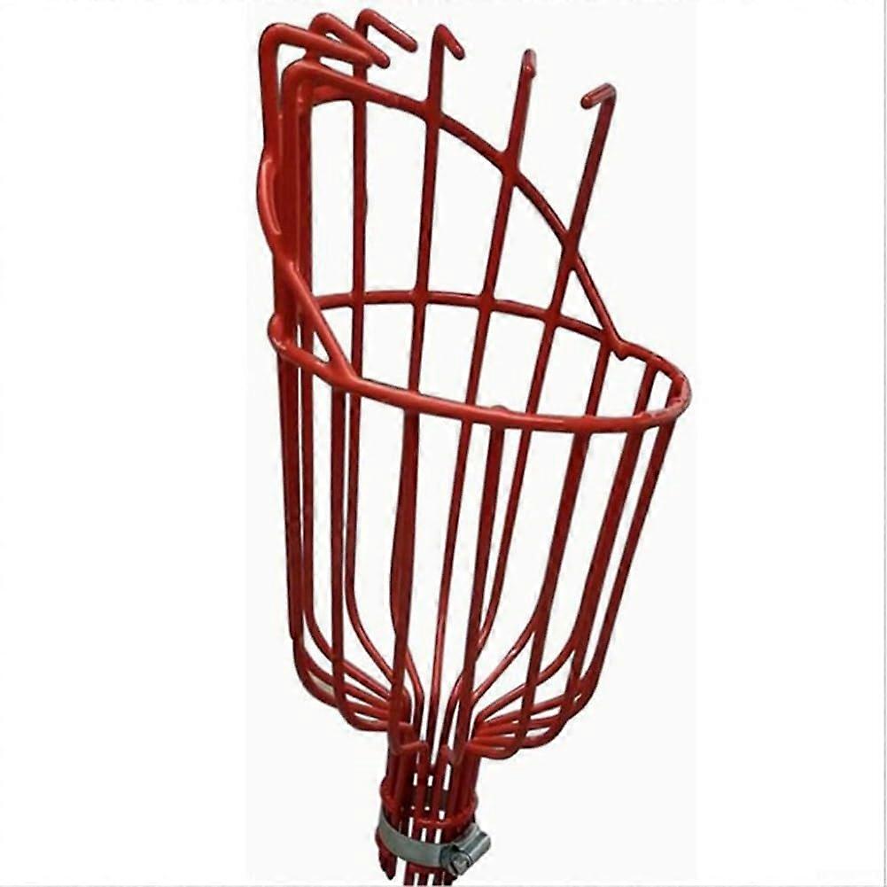 Durable Metal Fruit Picker Basket with Bright Red Head for Fast and Easy Harvesting