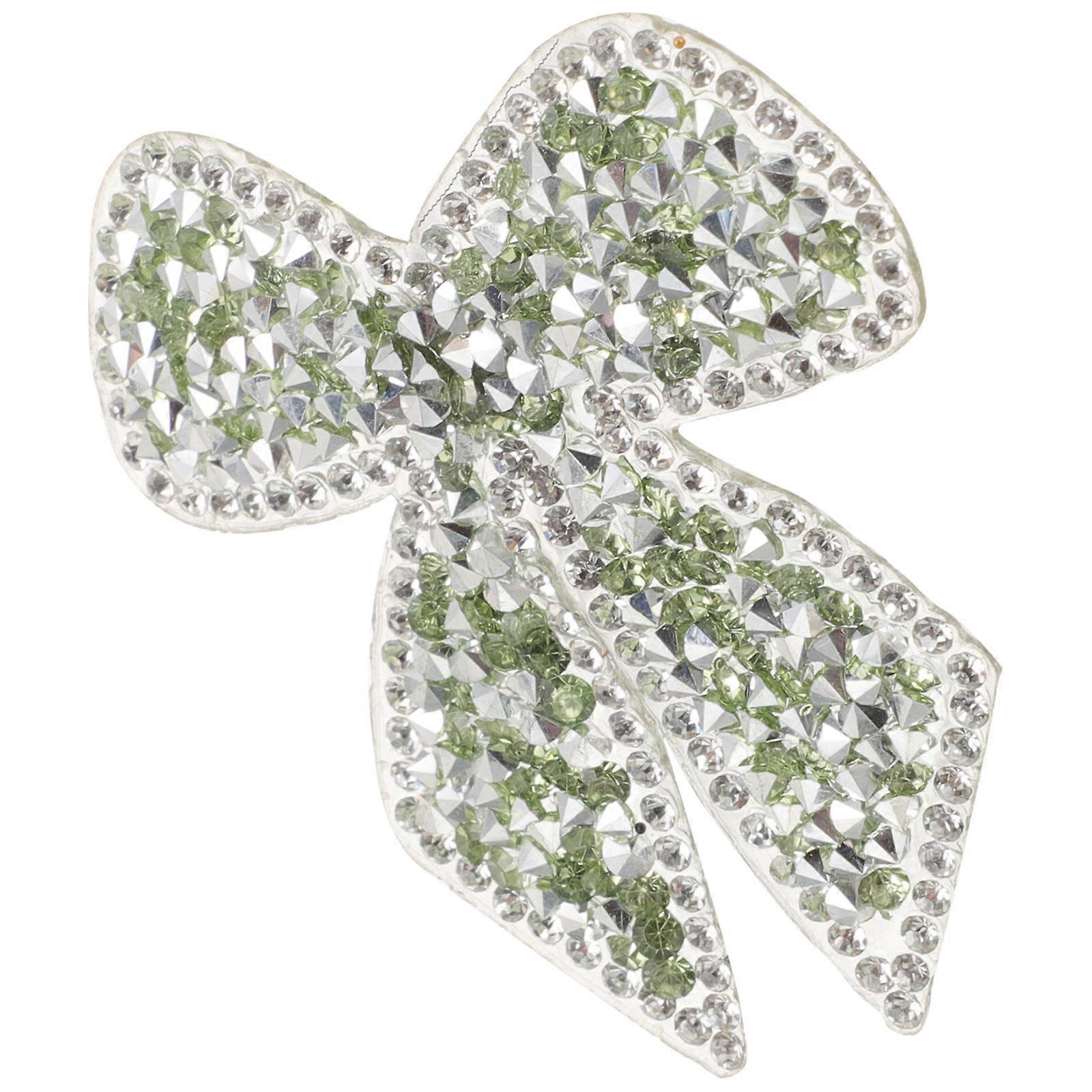 Iron on Rhinestone Patch Bowknot for Decor Green Clothing Applique