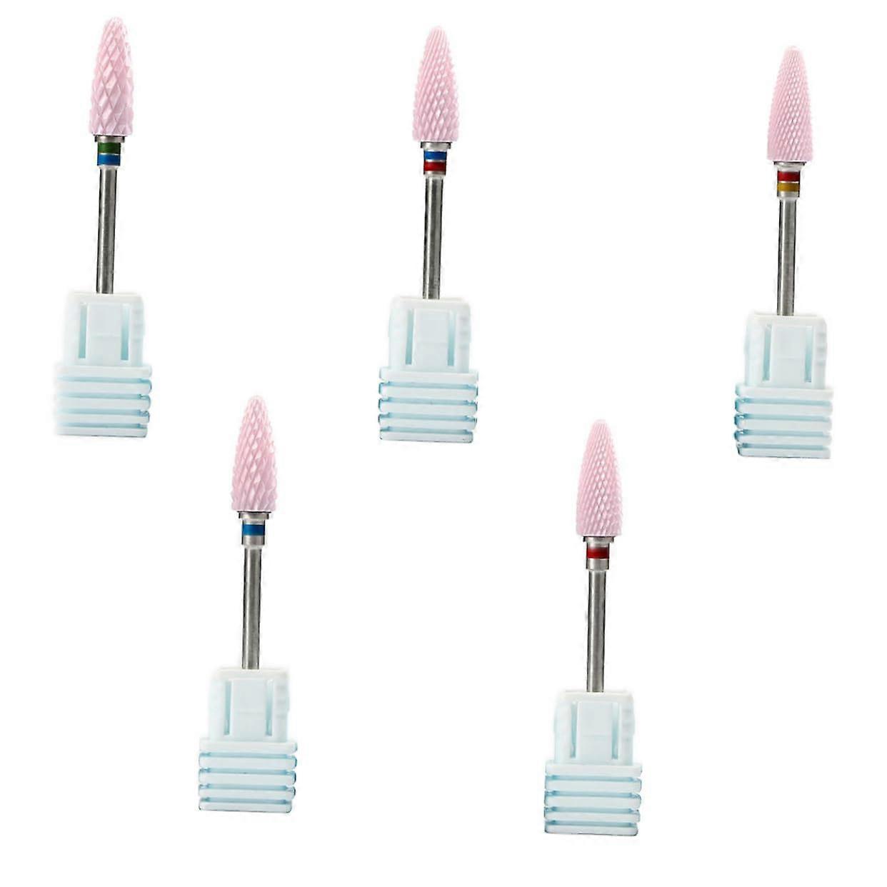 5pcs Ceramic Nail Drill Bits Set for Precise Shaping and Polishing, Professional Manicure Quality