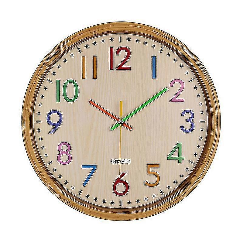 Clock Easy To Read Arabic Numerals Quartz Silent Operated Retro Round Flower Pattern Clock