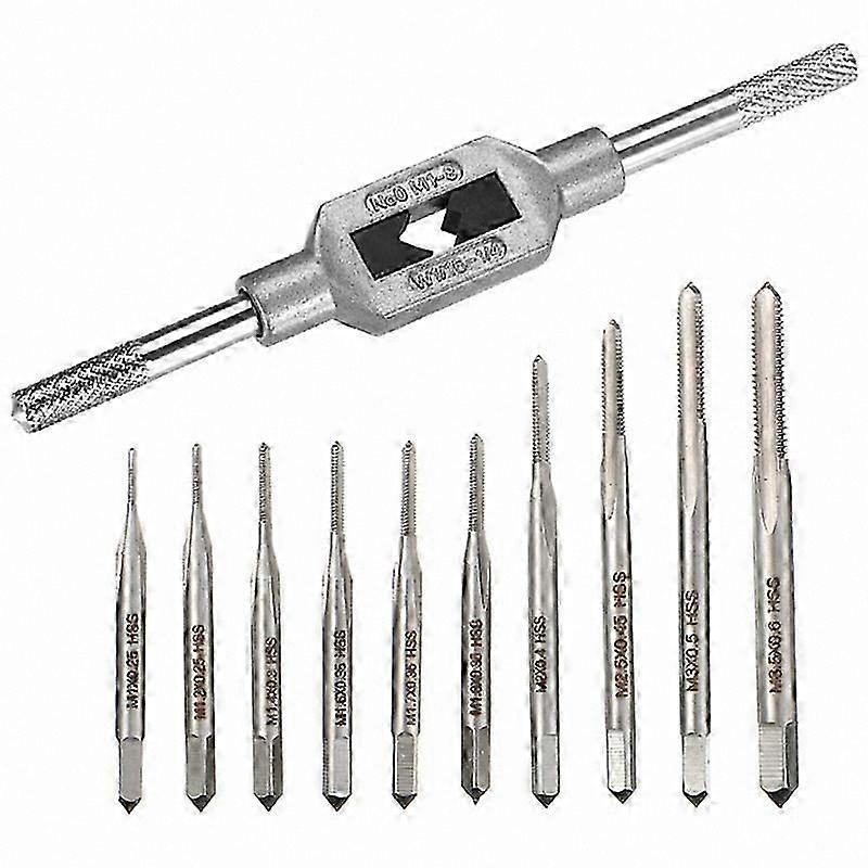 10 Pieces Small Metric Hand Taps M1-M3.5 HSS Mini Plug Tap Thread Drill Bits for Precision Screw Threading