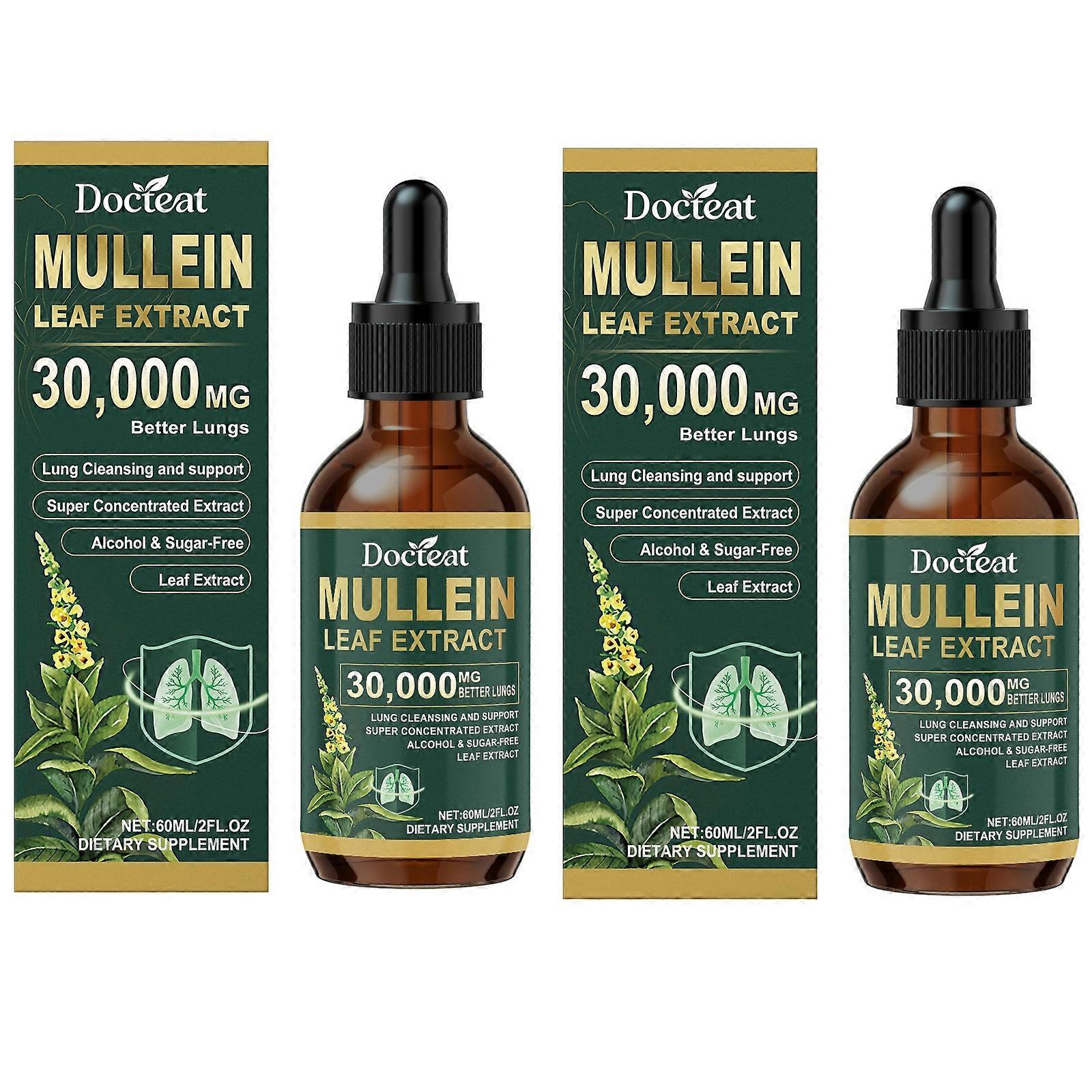 2x Natural Mullein Extract Lung Cleansing Drops Lung Purification Detoxification Boost Immunity