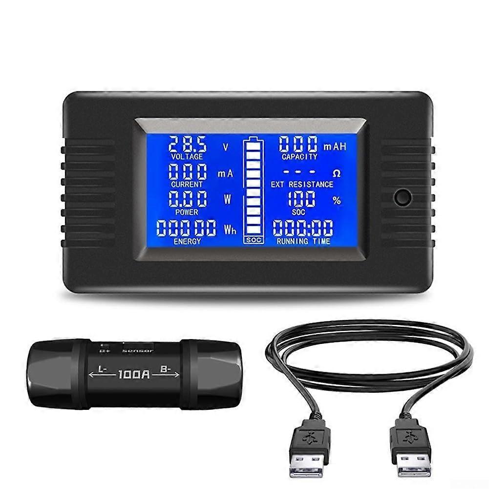 Digital Battery Tester 100A LCD Capacity Meter with USB Data Transfer and 360° Full View Display