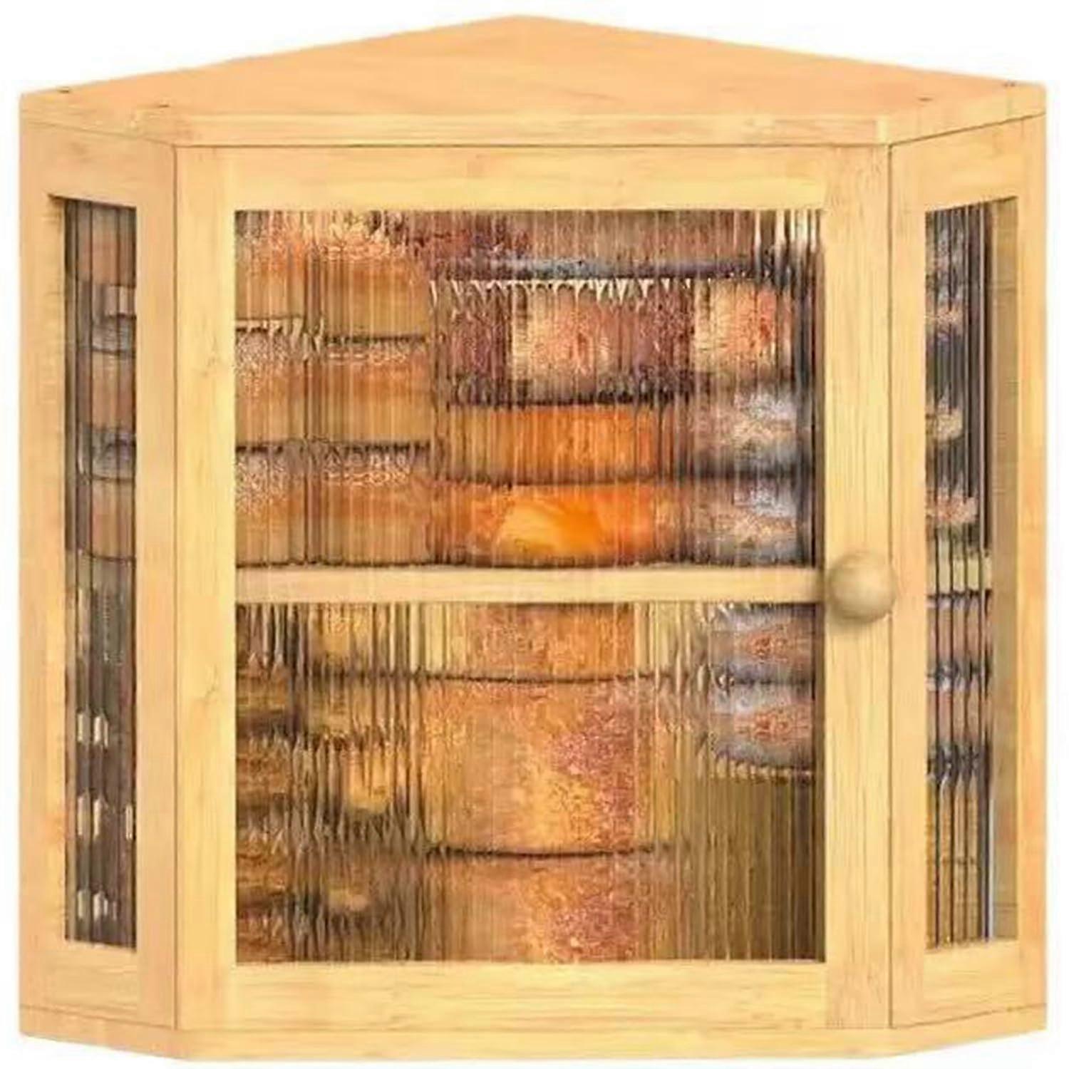 Large Corner Bread Box for Kitchen Countertop, 2Tier Storage with Ventilated Removable Shelf