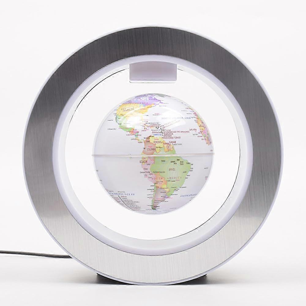 Magnetic Levitating Globe 4 Inch World Map with Multicolor LED Light O Shape Frame Desk Decor