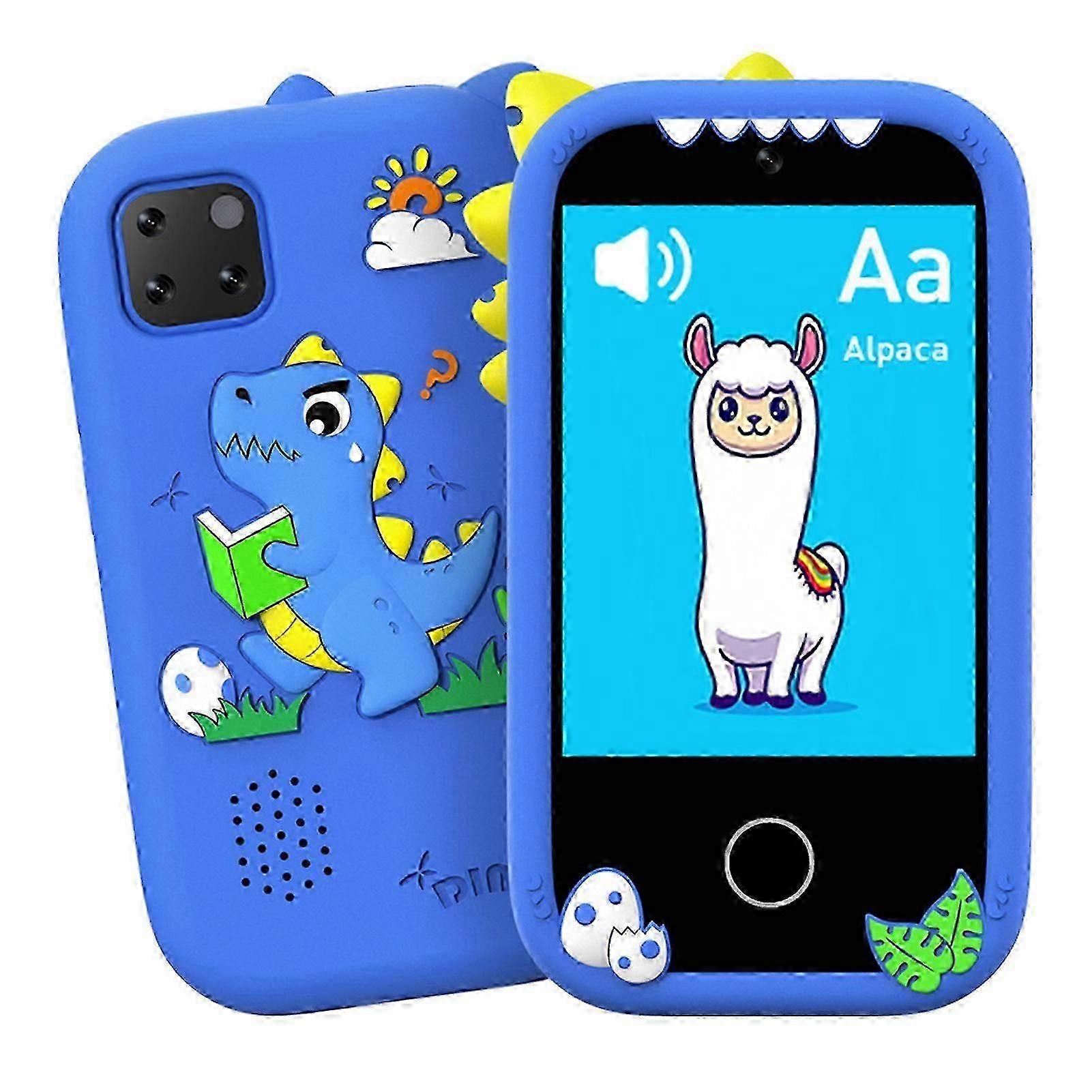 Kids Toy Phone Touchscreen Dual Camera Dinosaur - Shockproof Cartoon Shell Learning Games
