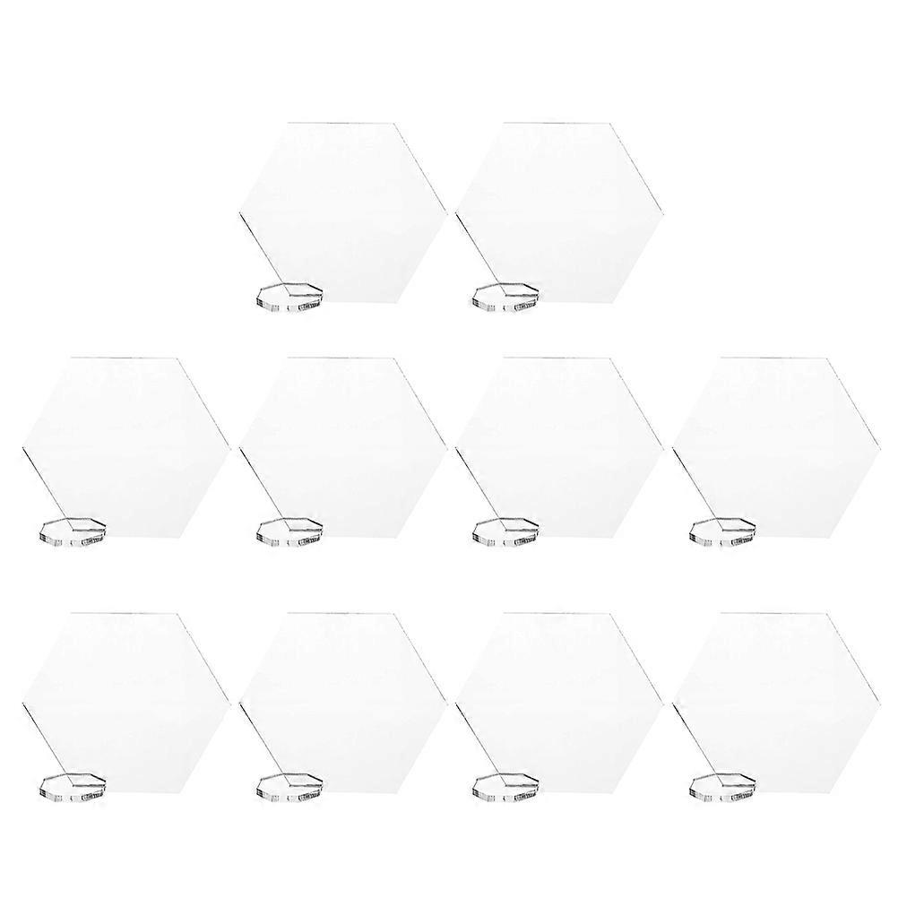 Acrylic Transparent Hexagon Blank Board Table Display Stand for 10Pcs