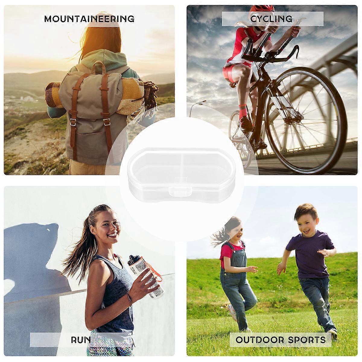 Plastic Pill Box White Organizer for Storage with 2 Grids 4Pcs