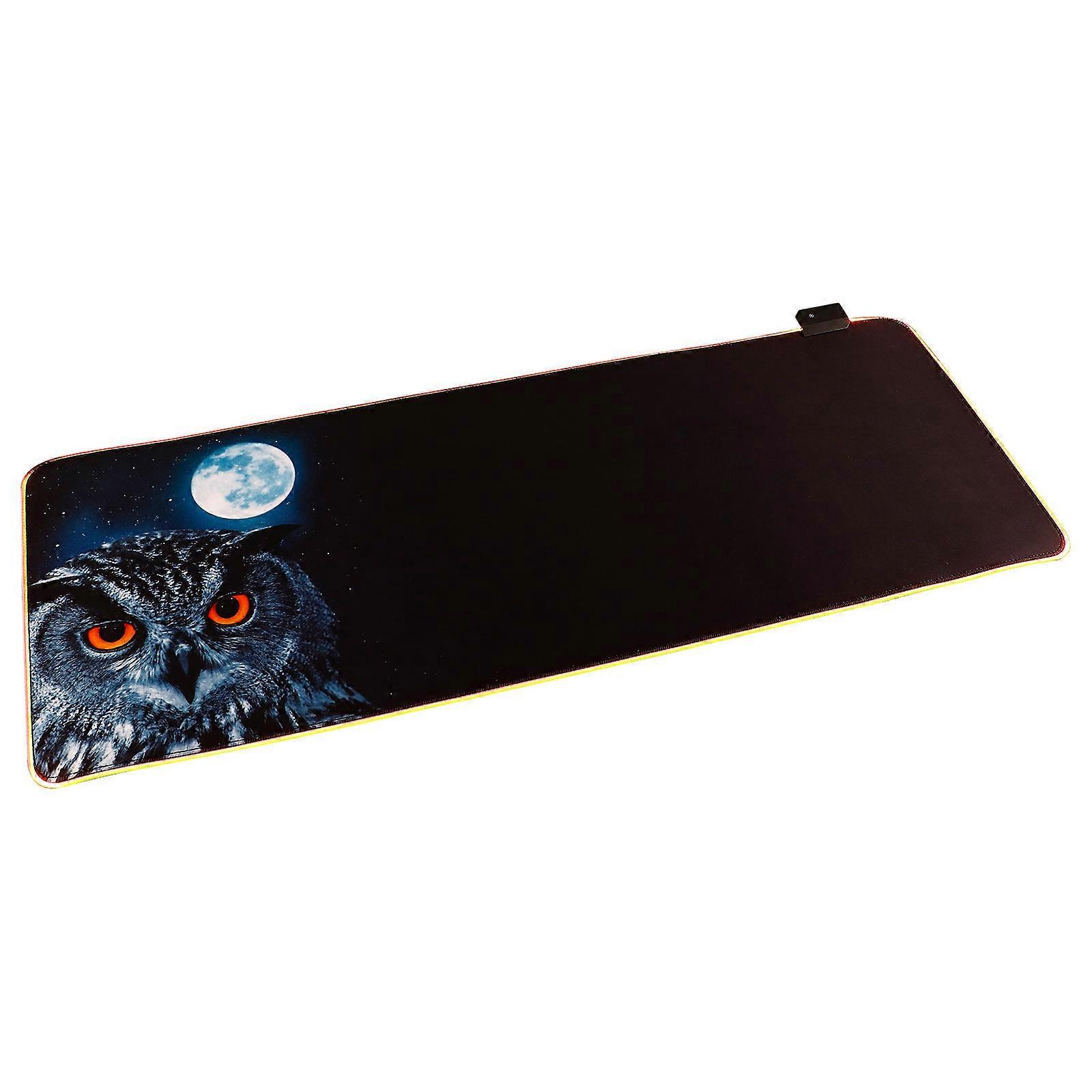 LED Mouse Mat Owl Pattern for Computer Use 2Pcs Glowing Non-Slip Mat