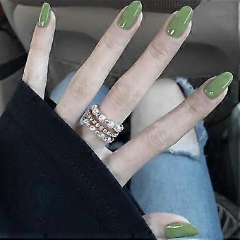 Glossy Round Artificial Nail Lightweight Soft Anti-impact Pure Color for Women