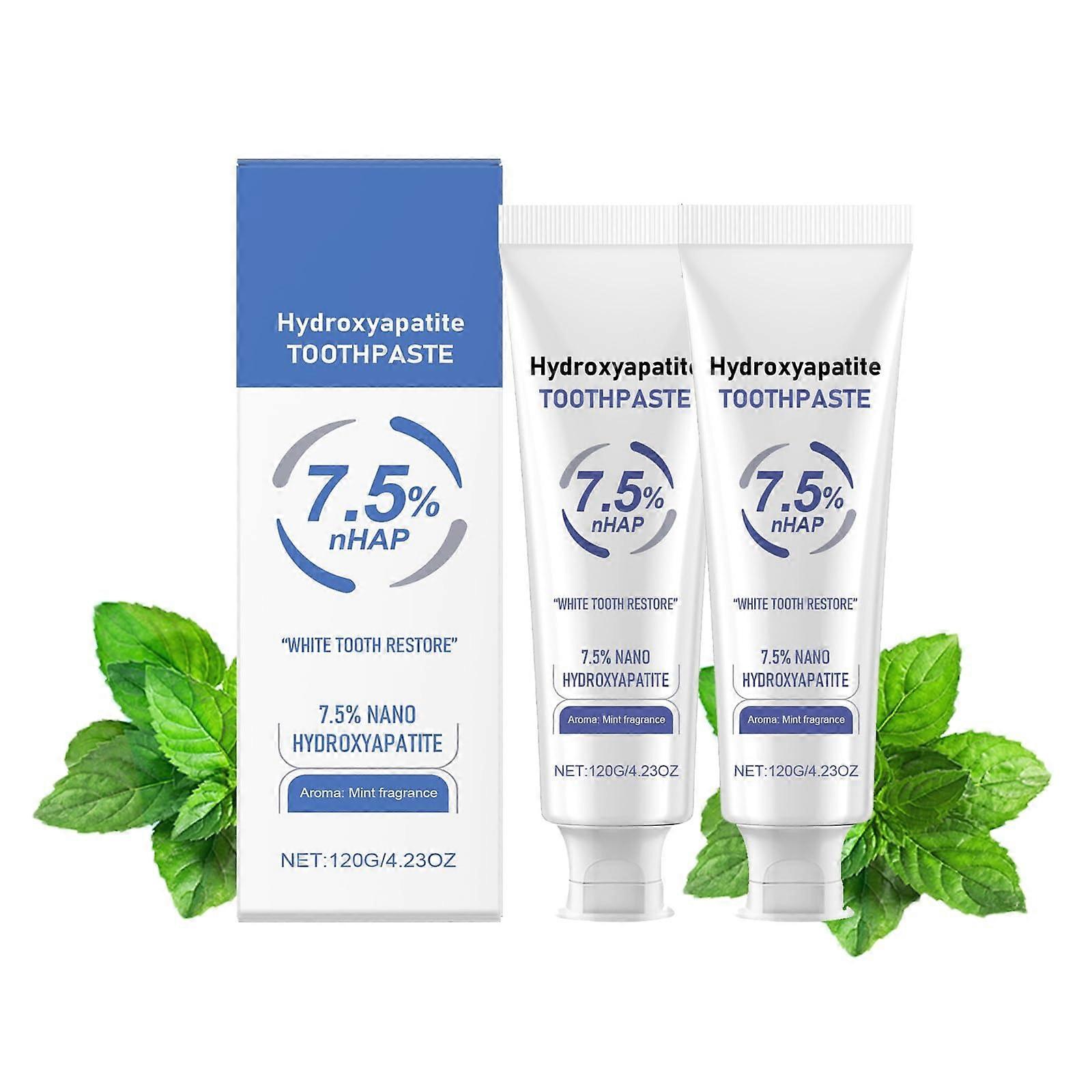 7.5% Hydroxyapatite Toothpaste for Sensitive Teeth, Fluoride Mint Freshness, 2 Pack