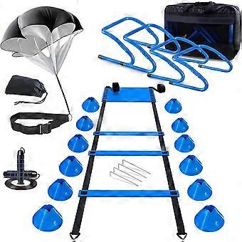 Échelle d'agilité pour l'entraînement de vitesse - Échelle de fitness réglable pour les exercices de jeu de jambes, de coordination et d'agilité en intérieur et extérieur, bleue