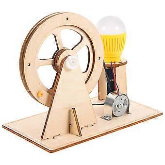 Kit de gerador manual de madeira com 1 unidade, ideal para projetos de construção e educação científica infantil, com motor elétrico e ferramenta para experimentos.