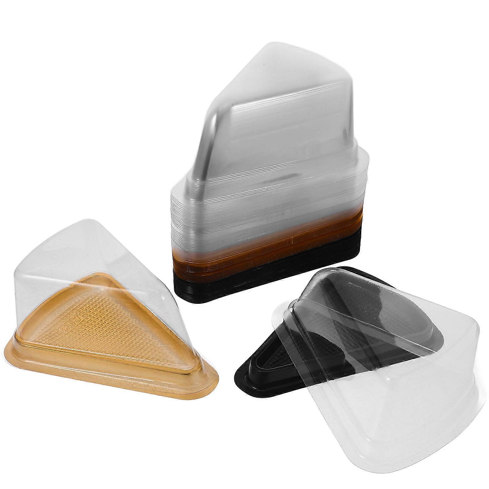 Egg Cake Boxes Plastic Triangular Cake Slice Containers for Storage Use 40Pcs