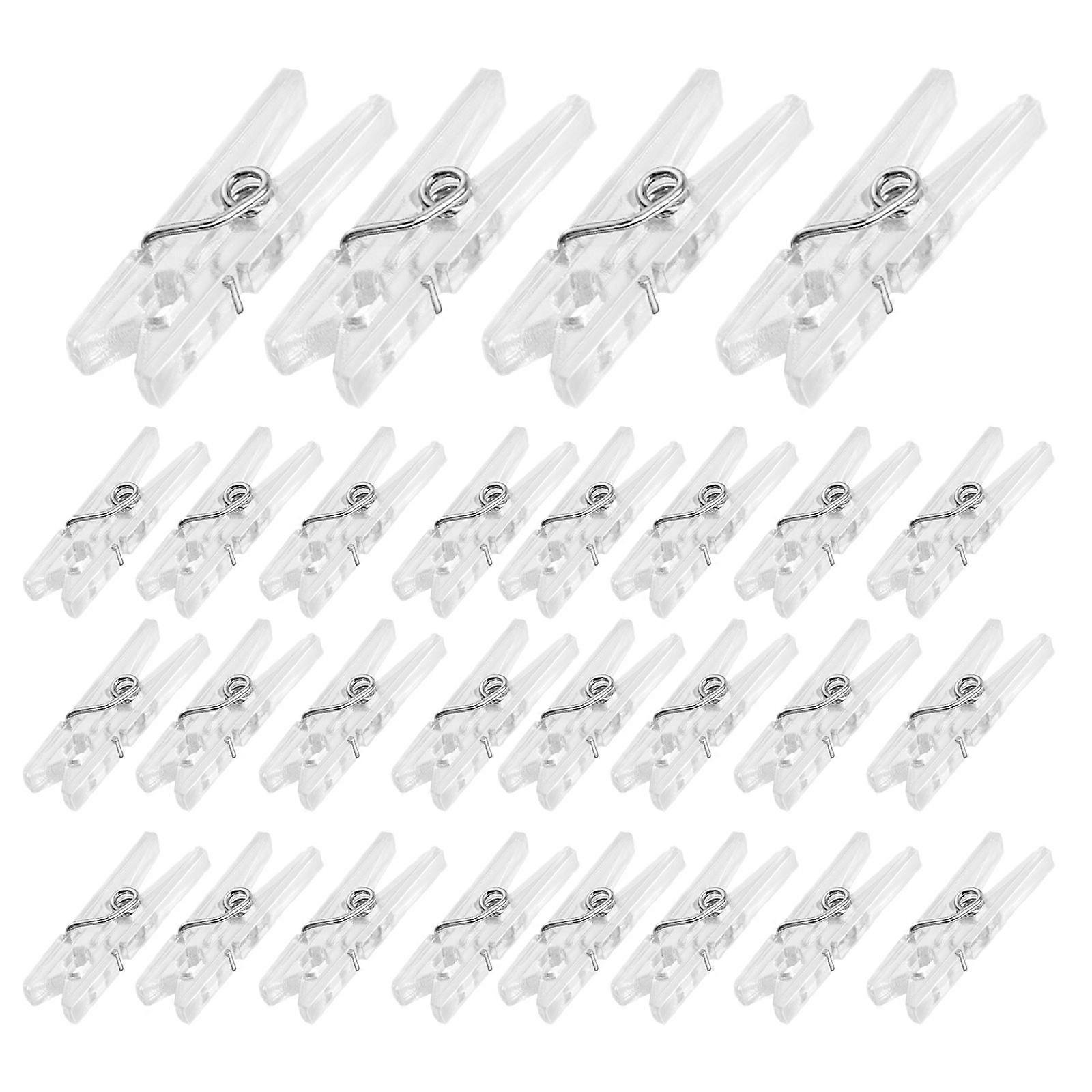 Mini Spring Hanging Clips Transparent Plastic Clip for Clothes 100Pcs