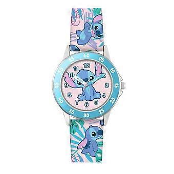 Disney Stitch horloge met bedrukte band, LAS9011ARG - roestvrij staal