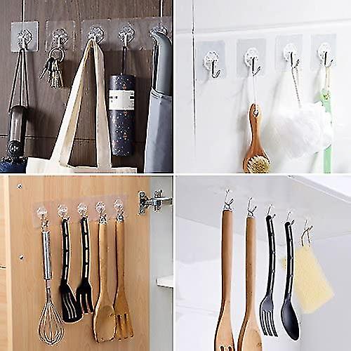 50pcs Transparent Adhesive Hooks,kitchen Wall Hook With Stainless